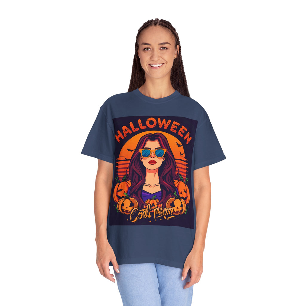 Halloween Cool Mom T-Shirt, Unisex Garment-Dyed Tee, Spooky Season Apparel, Fall Fashion, Halloween Costume Shirt