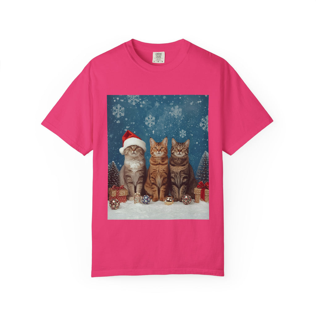 Cute Christmas Festive Cat Christmas T-Shirt, Holiday Shirt, Gift for Cat Lovers, Winter Apparel, Unisex Tee