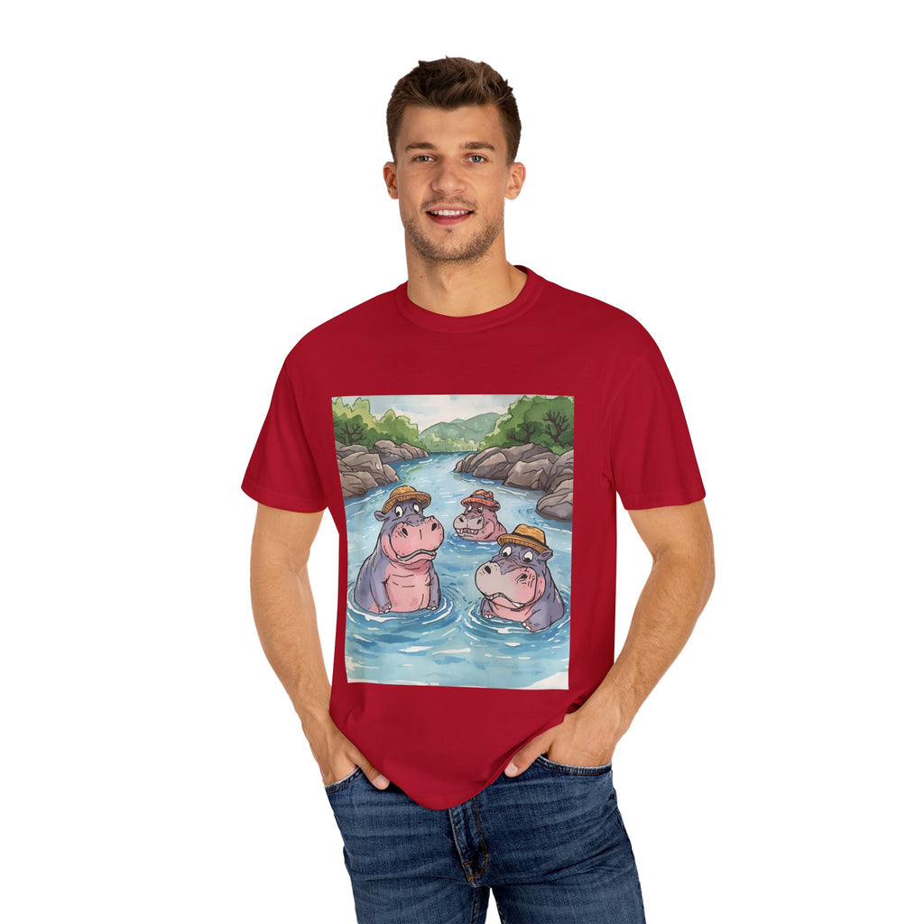 Hippo Adventure Unisex T-Shirt, Cute Animal Tee, Gift for Nature Lovers, Casual Wear, Birthday and Summer Vibe
