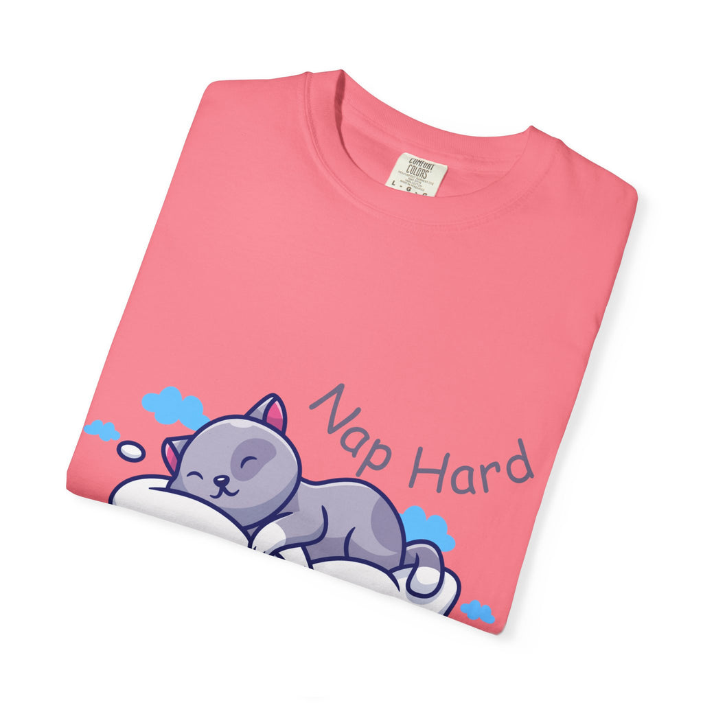 Cat Nap Graphic T-shirt, Cute Cat Tee, Relaxed Fit Apparel, Gift for Cat Lovers, Cozy Lounge Wear, Funny Pet Humor Top