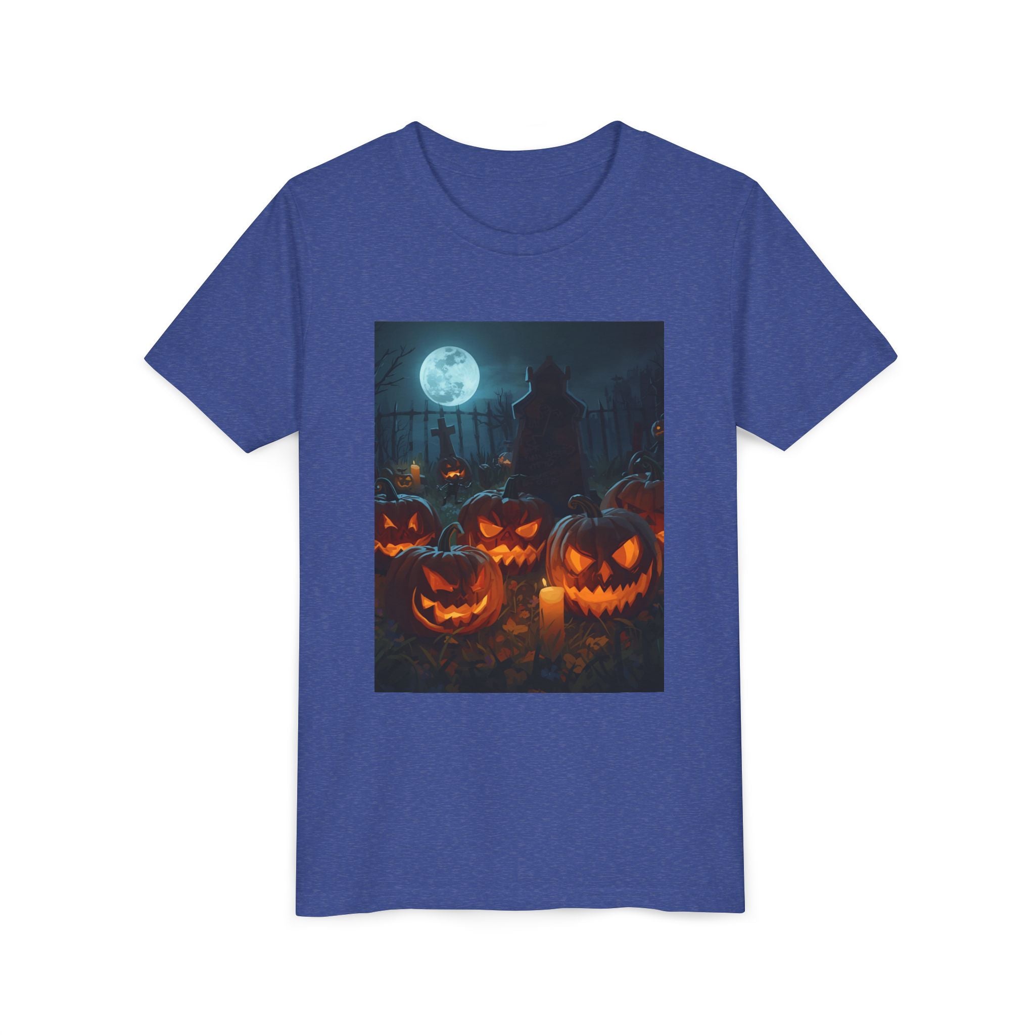 Scary Halloween Pumpkin Youth Short Sleeve Tee, Cute Halloween Shirt, Kids Costume Top, Spooky Tees, Trick or Treat Shirt