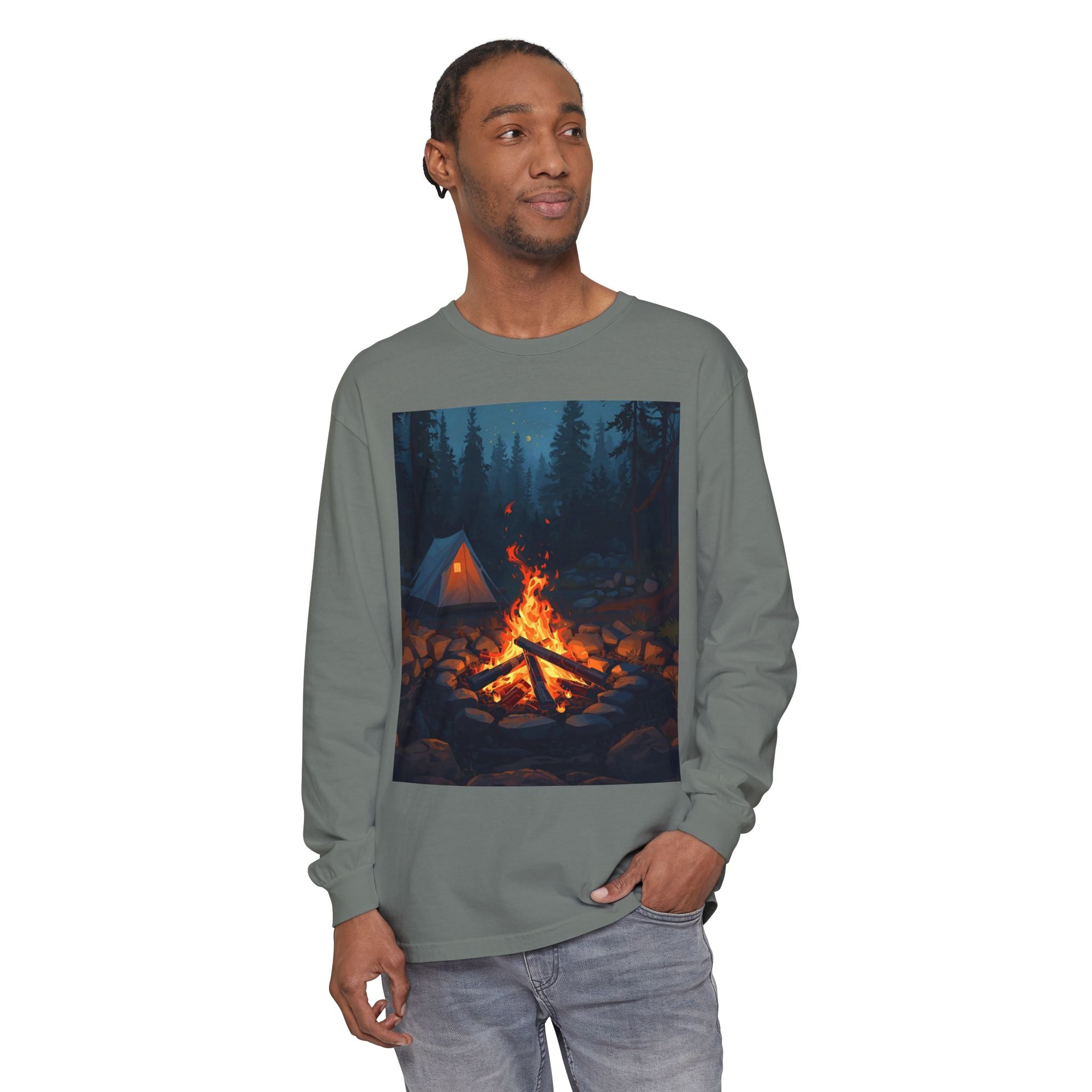 Camping Vibes Long Sleeve T-Shirt | Outdoor Adventure Shirt, Cozy Gift for Campers, Bonfire, Nature Lovers, Unisex Tee