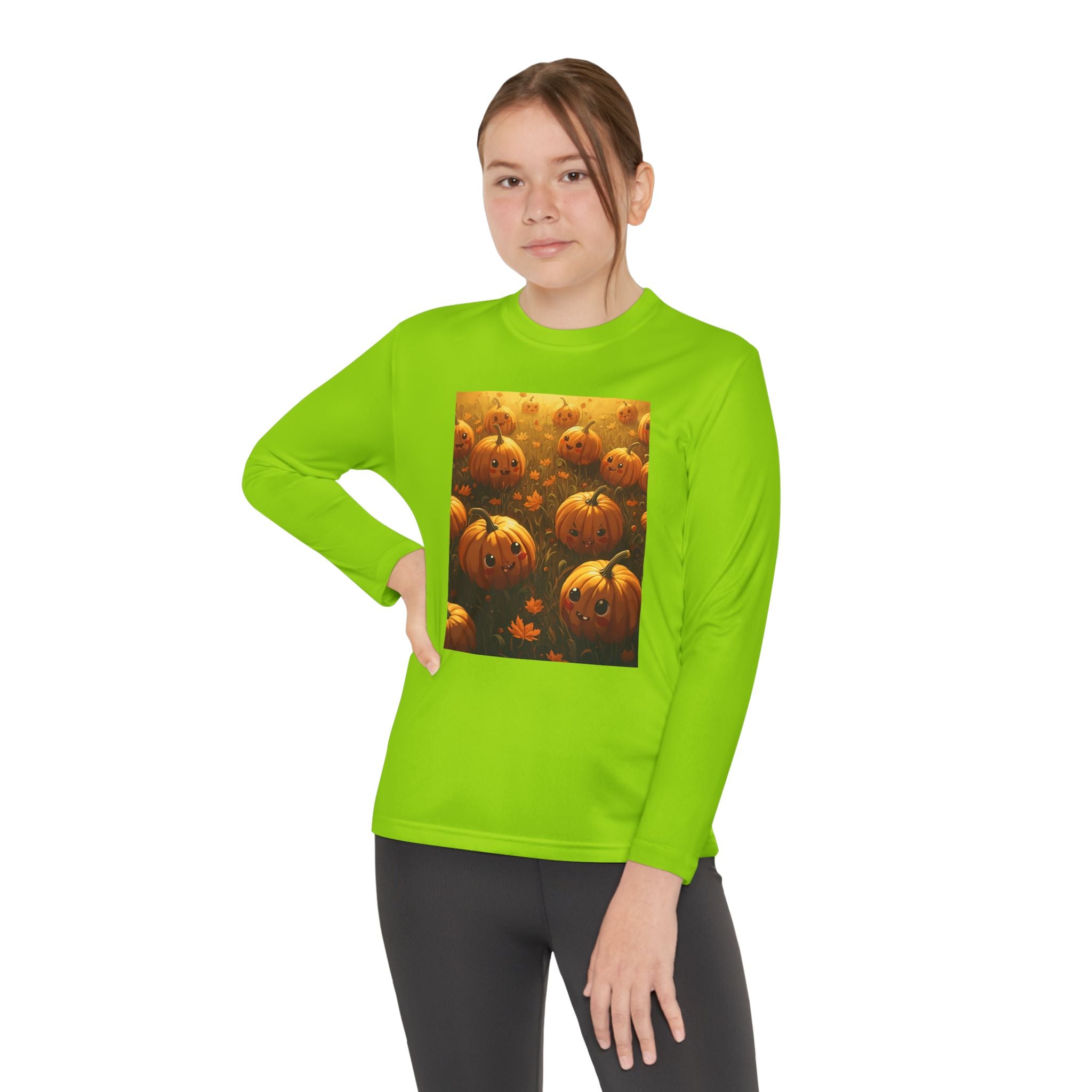 Happy Halloween Pumpkin Youth Long Sleeve Competitor Tee