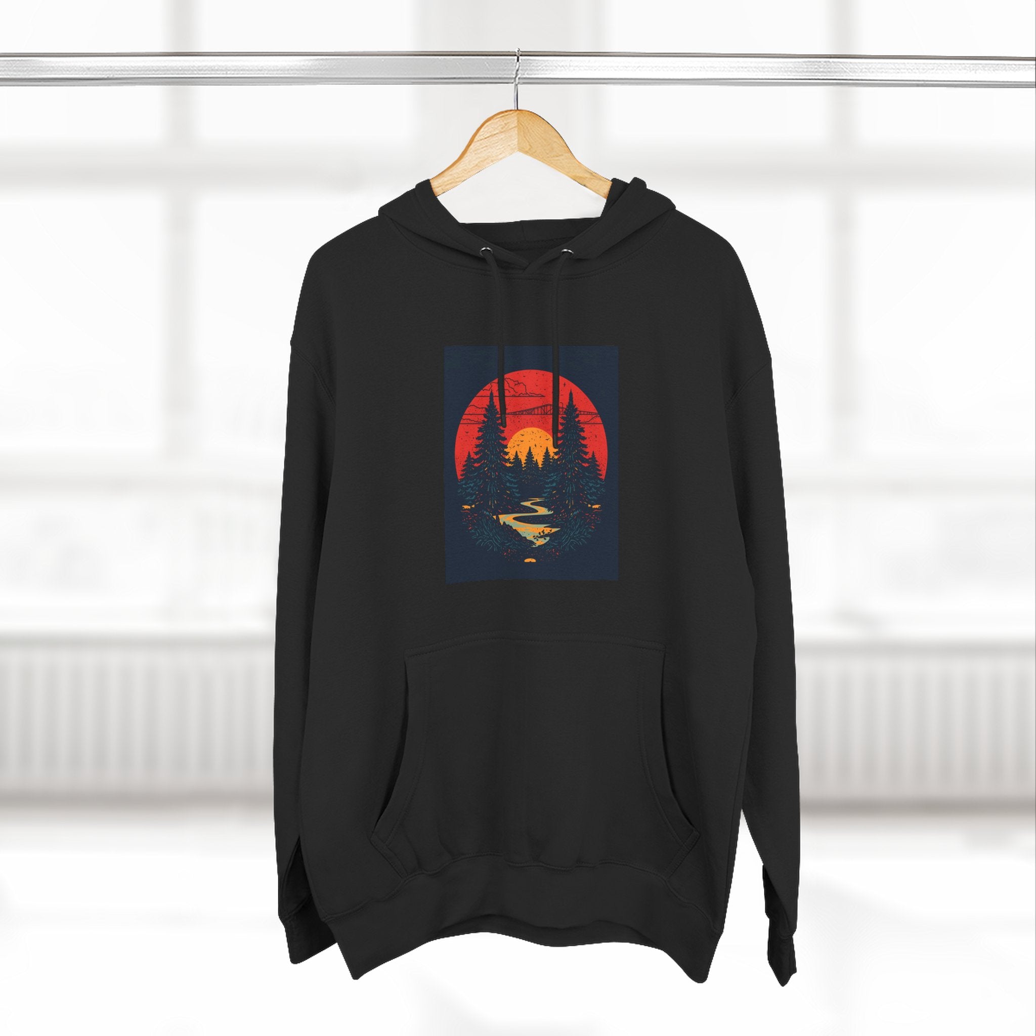 Cozy Nature Sunset Hoodie, Graphic Fleece Sweatshirt, Outdoor Apparel, Fall Fashion, Gift for Nature Lovers, Winter Wear