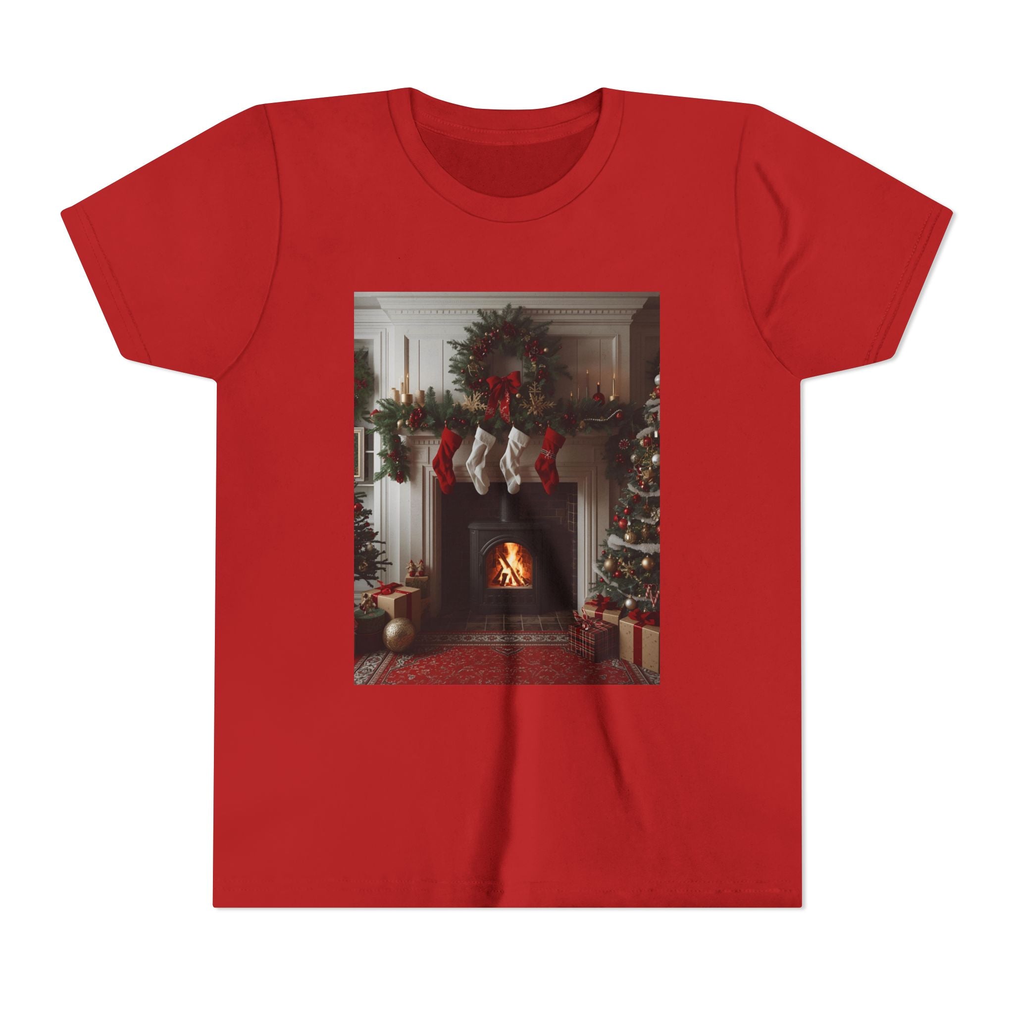 Cozy Christmas Youth Tee, Holiday Gift for Kids, Festive Short Sleeve Shirt, Winter Wear, Family Photos, Christmas Apparel