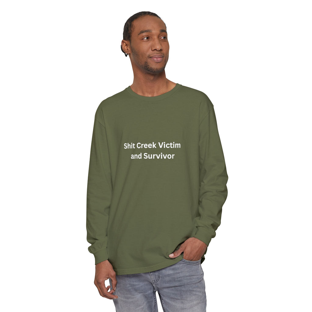 Shit Creek Survivor Long Sleeve T-Shirt, Funny Gift, Casual Wear, Humor Shirt, Birthday Gift, Unisex Apparel