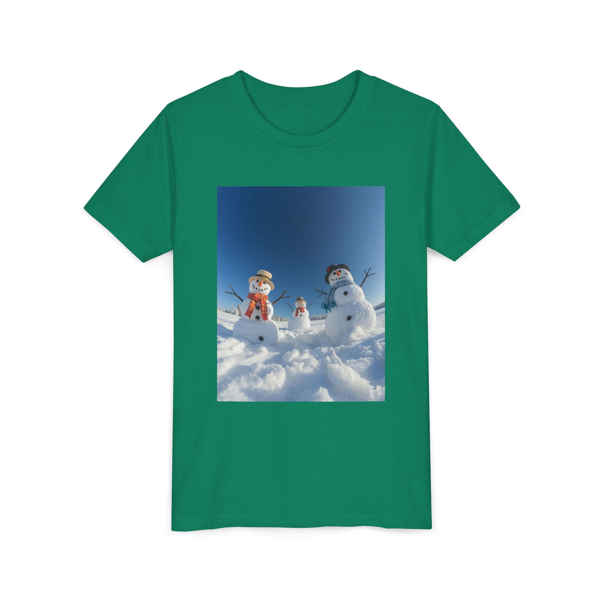 Festive Christmas Snowman Family Youth Short Sleeve Tee