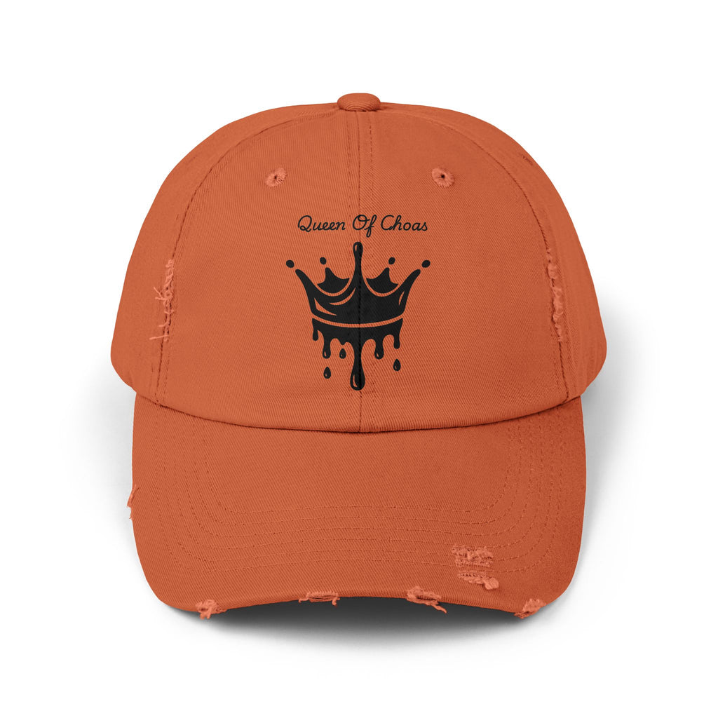 Stylish Unisex Distressed Cap with 'Queen of Chaos' Design, Trendy Hat, Perfect for Casual Outfits, Gift for Her, Fashion Accessories