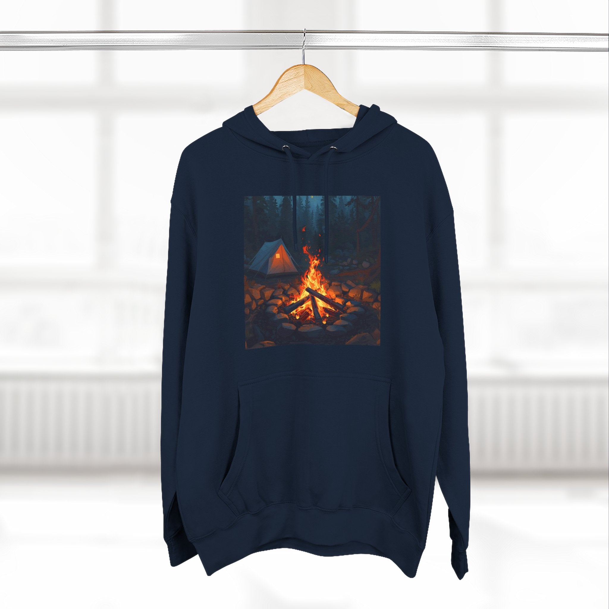 Cozy Campfire Fleece Hoodie, Outdoor Adventure Sweatshirt, Camping Gift, Warm Hoodie, Nature Lover Apparel