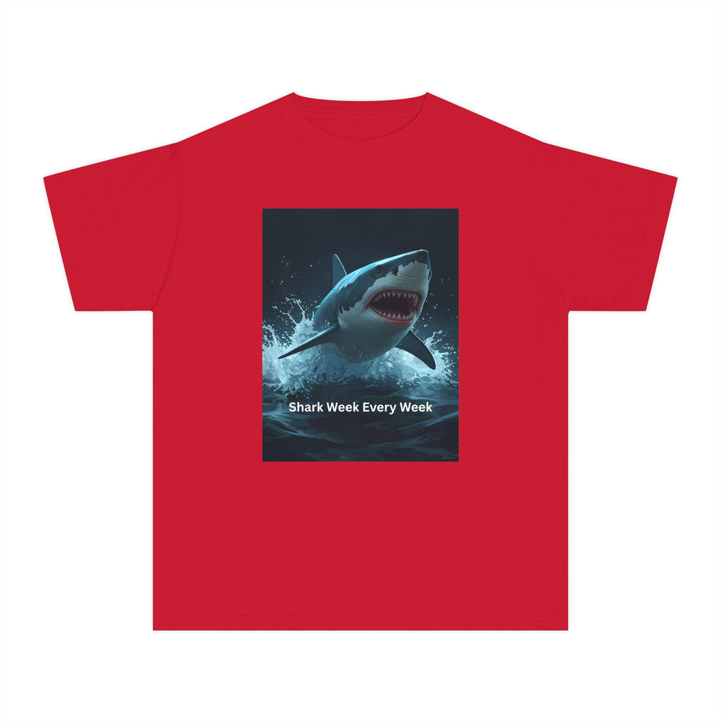 Shark Week Youth Tee, Fun Shark Graphic Shirt, Kids Summer Apparel, Ocean Lover Gift, Beach Party Clothing