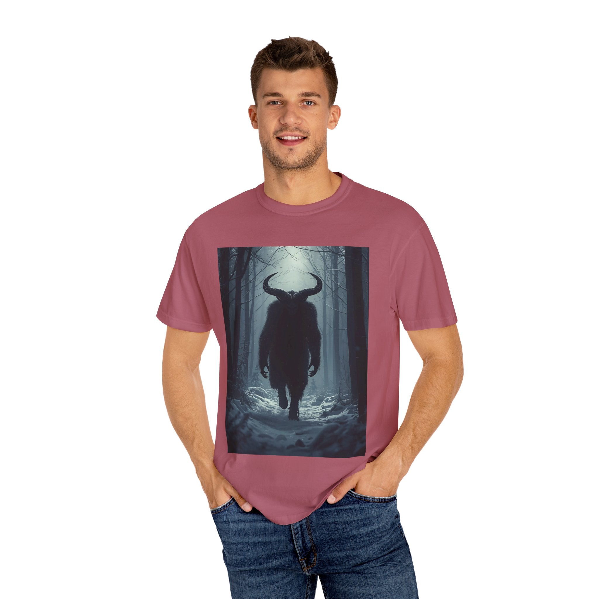 Spooky Mysterious Forest Creature Unisex Garment-Dyed T-Shirt | Unisex Tee, Graphic T-Shirt, Vintage Style, Nature Lover Gift, Unique Artwear