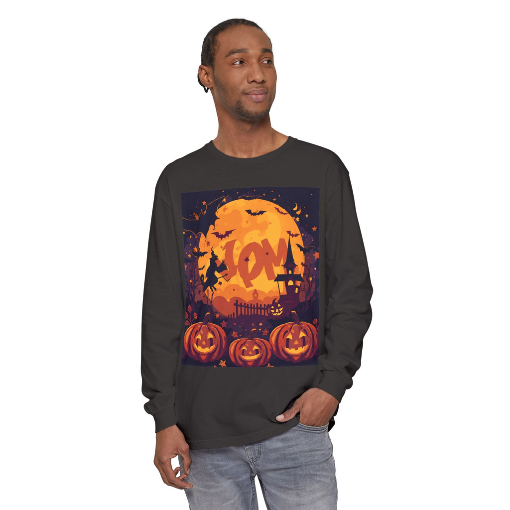 Halloween Pumpkin Long Sleeve T-Shirt, Unisex Spooky Shirt, Fall Apparel, Halloween Costume, Cozy Autumn Top, Halloween Party Wear