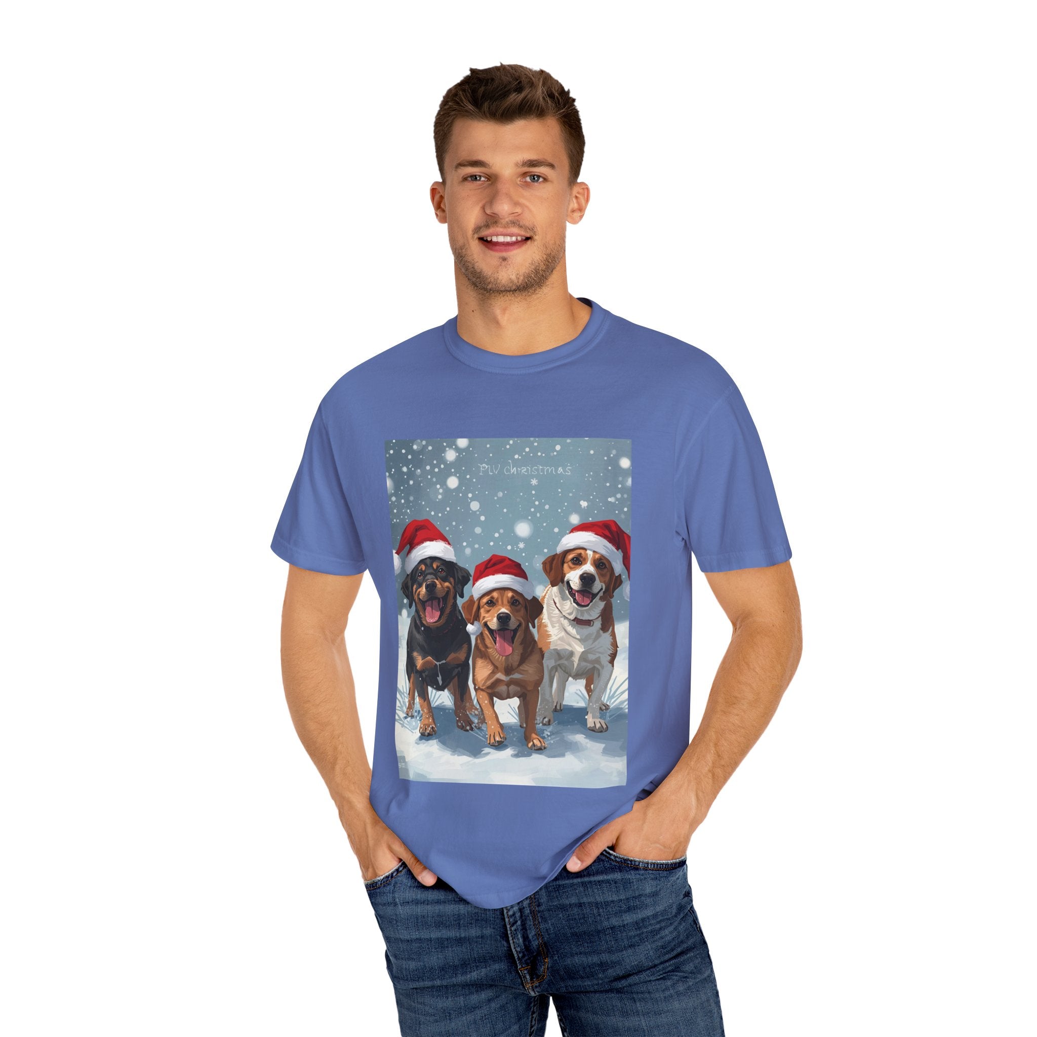 Cute Festive Dog Christmas T-Shirt, Unisex Holiday Tee, Cute Pet Lover Shirt, Christmas Apparel, Dog-Themed Gift, Winter Wear, Fun Family Outfit