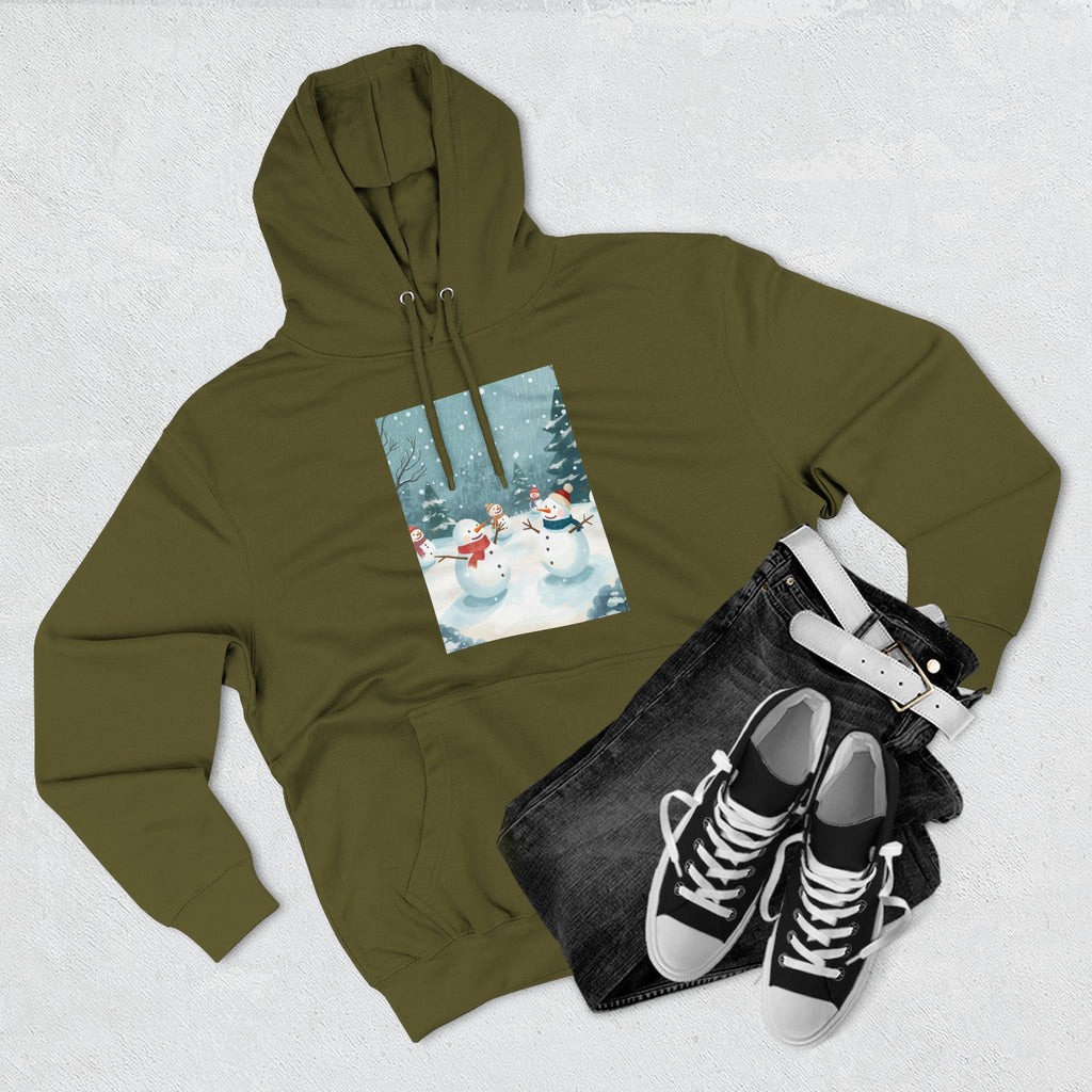 Cozy Snowman Hoodie, Winter Apparel, Holiday Gift, Christmas, Fleece Hoodie, Seasonal Style, Cold Weather Wear