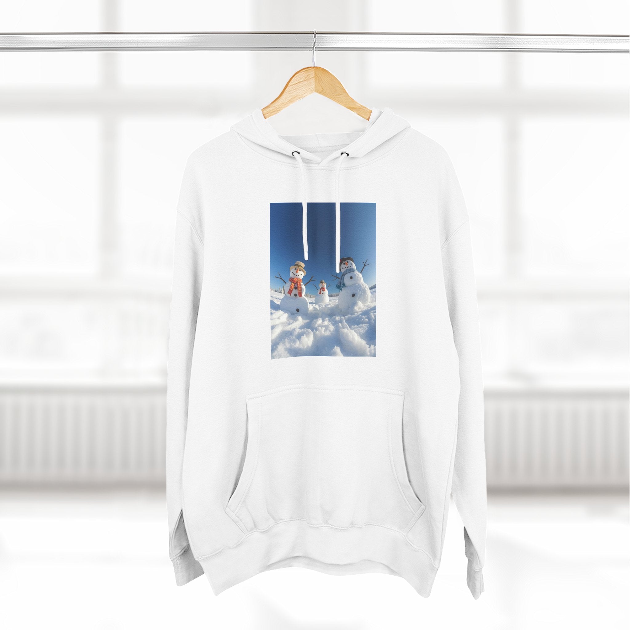 Cozy Fleece Hoodie with Fun Snowmen Design, Winter Wear, Gift for Christmas, Birthday Present, Casual Outfit, Hoodie for Snow Lovers