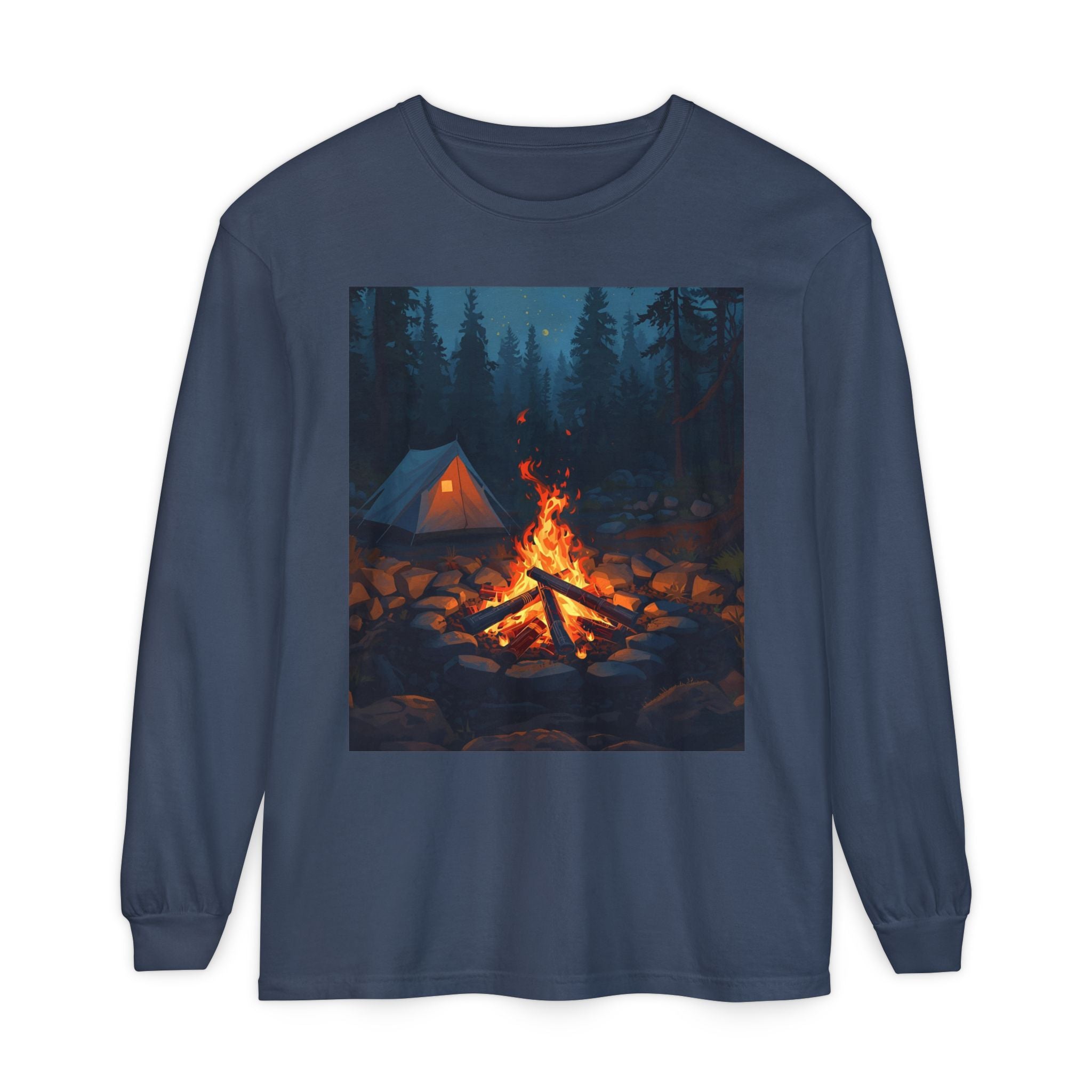 Camping Vibes Long Sleeve T-Shirt | Outdoor Adventure Shirt, Cozy Gift for Campers, Bonfire, Nature Lovers, Unisex Tee