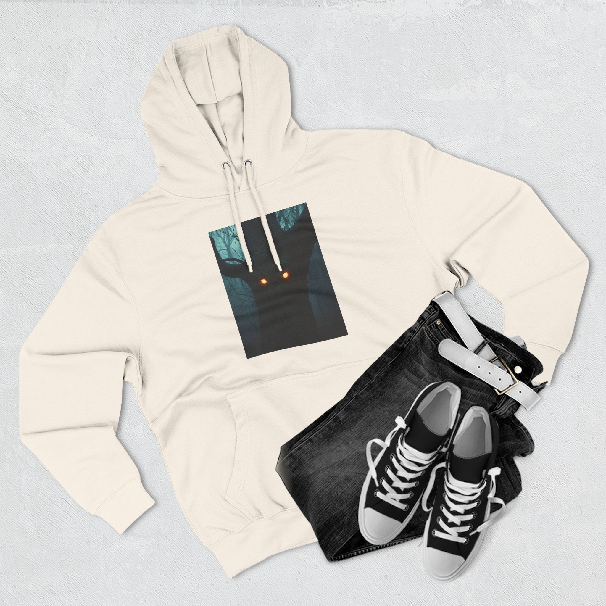 Chilling Nighttime Hoodie, Cozy Fleece Sweatshirt, Outdoor Adventure Attire, Perfect for Bonfire Nights, Gifts for Nature Lovers