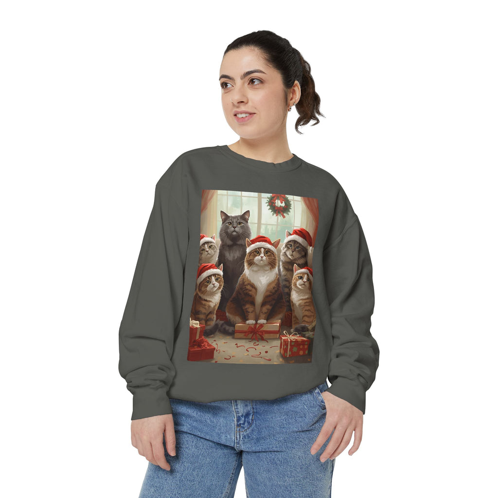 Cozy Holiday Cat Sweatshirt, Festive Sweatshirt for Cat Lovers, Christmas Gift for Pet Owners, Cute Cat Apparel, Winter Wardrobe Essential