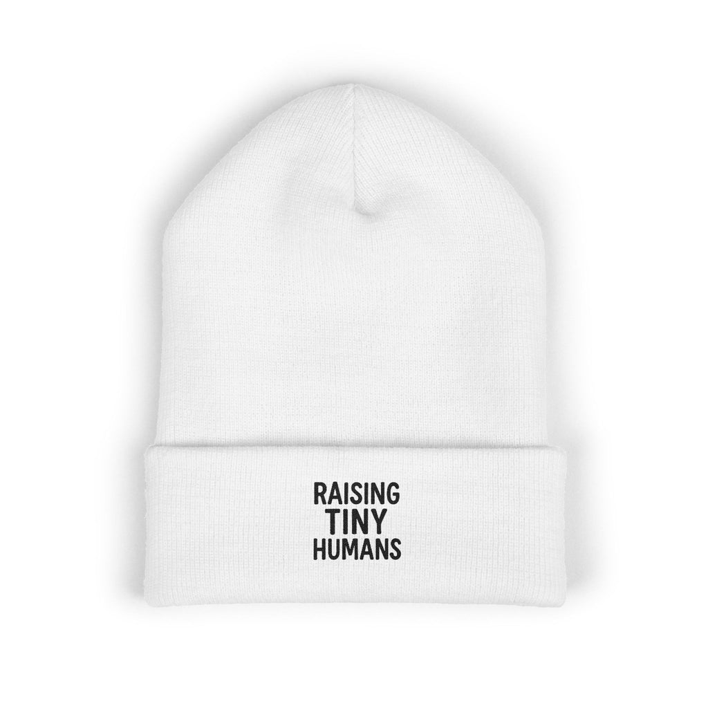 Mama Mode Embroidered 'Raising Tiny Humans' Cuffed Beanie — Cozy New Parent Gift