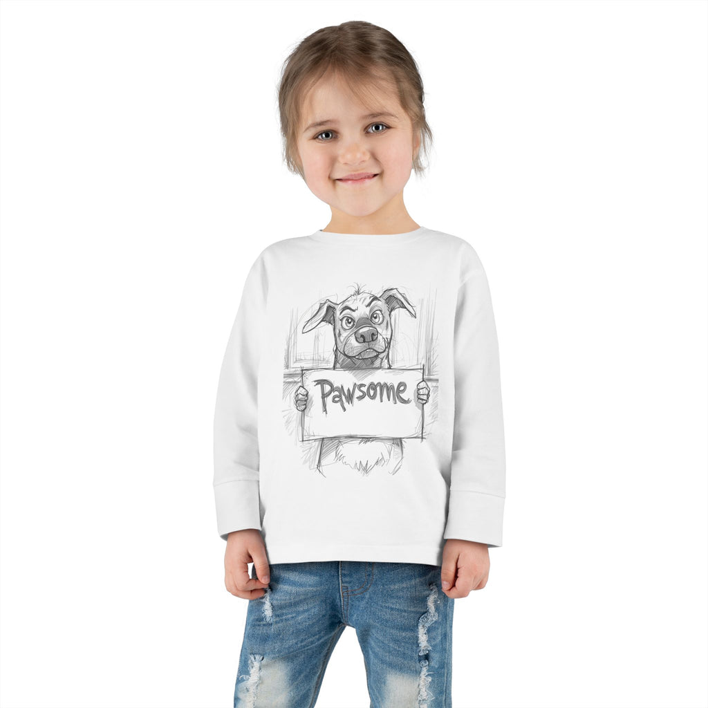 Pawsome Toddler Long Sleeve Tee, Cute Dog Shirt, Pet Lovers Gift, Kids Apparel, Funny Animal Tee, Birthday Gift