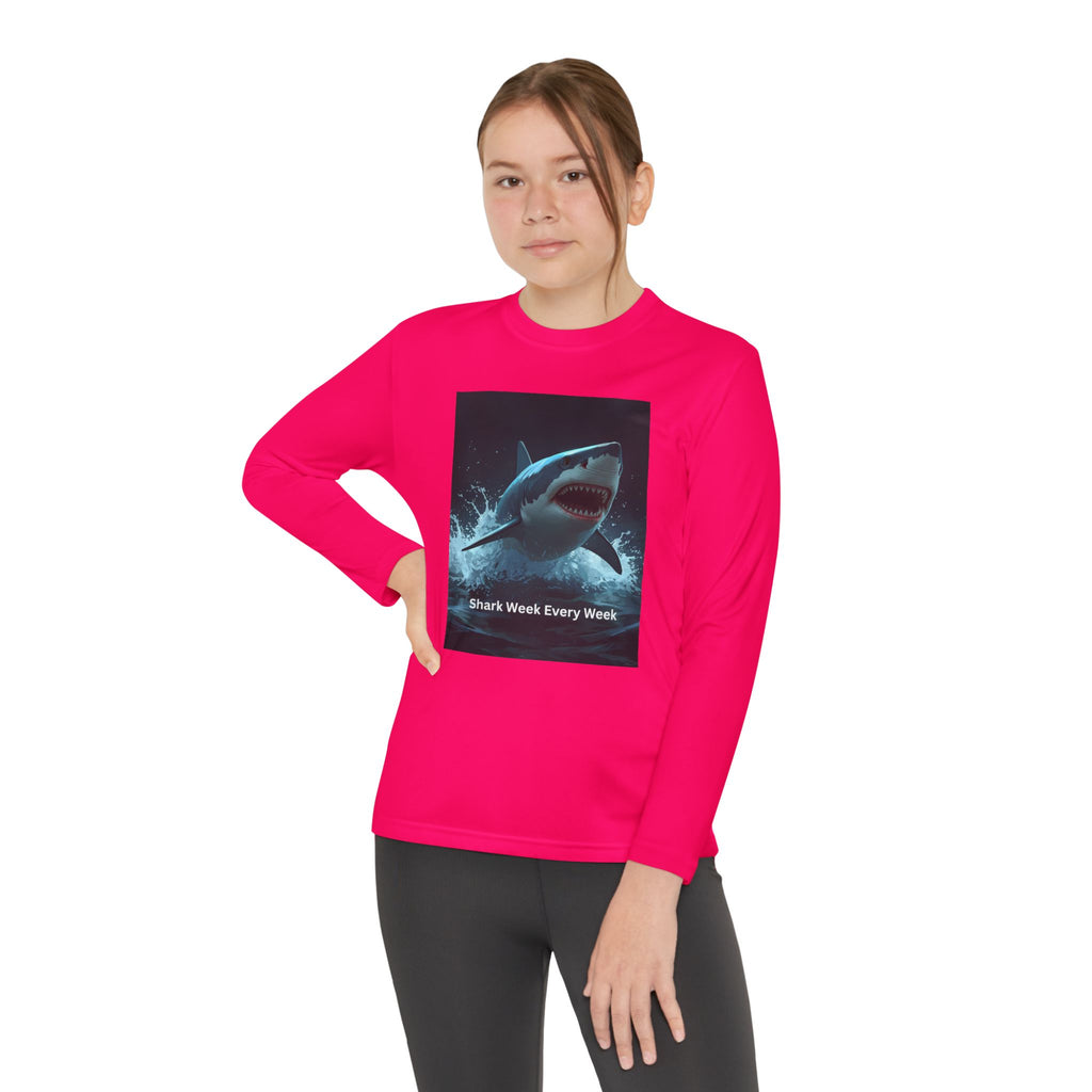 Shark Week Youth Long Sleeve Tee - Funny Ocean Shirt, Kids Gift, Summer Wear, Cool Tee, Swim Shirt, Beach Apparel