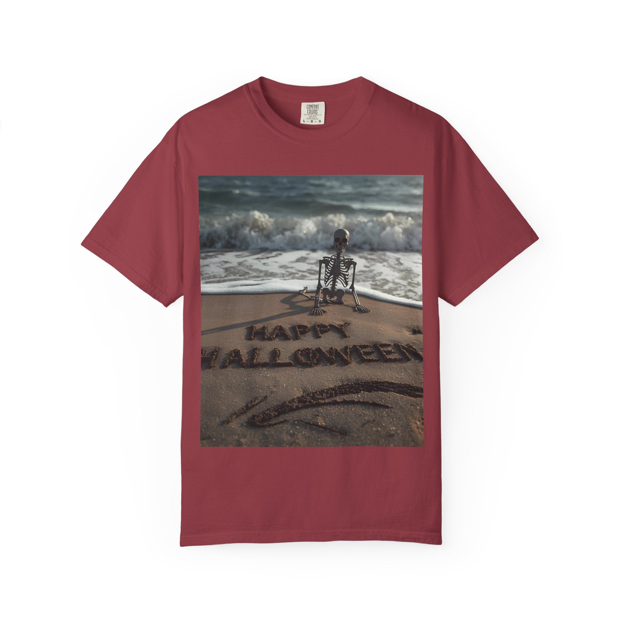 Halloween Beach Skeleton Vibes Unisex T-Shirt, Spooky Summer Tee, Fun Halloween Shirt, Beachwear, Casual Halloween Outfit