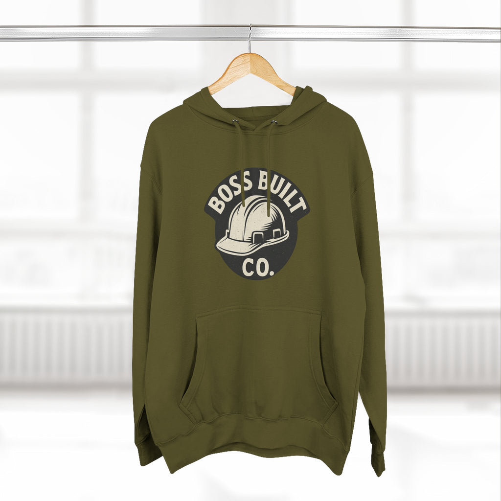 Boss Built Co. Helmet Logo Hoodie — Construction Worker Streetwear