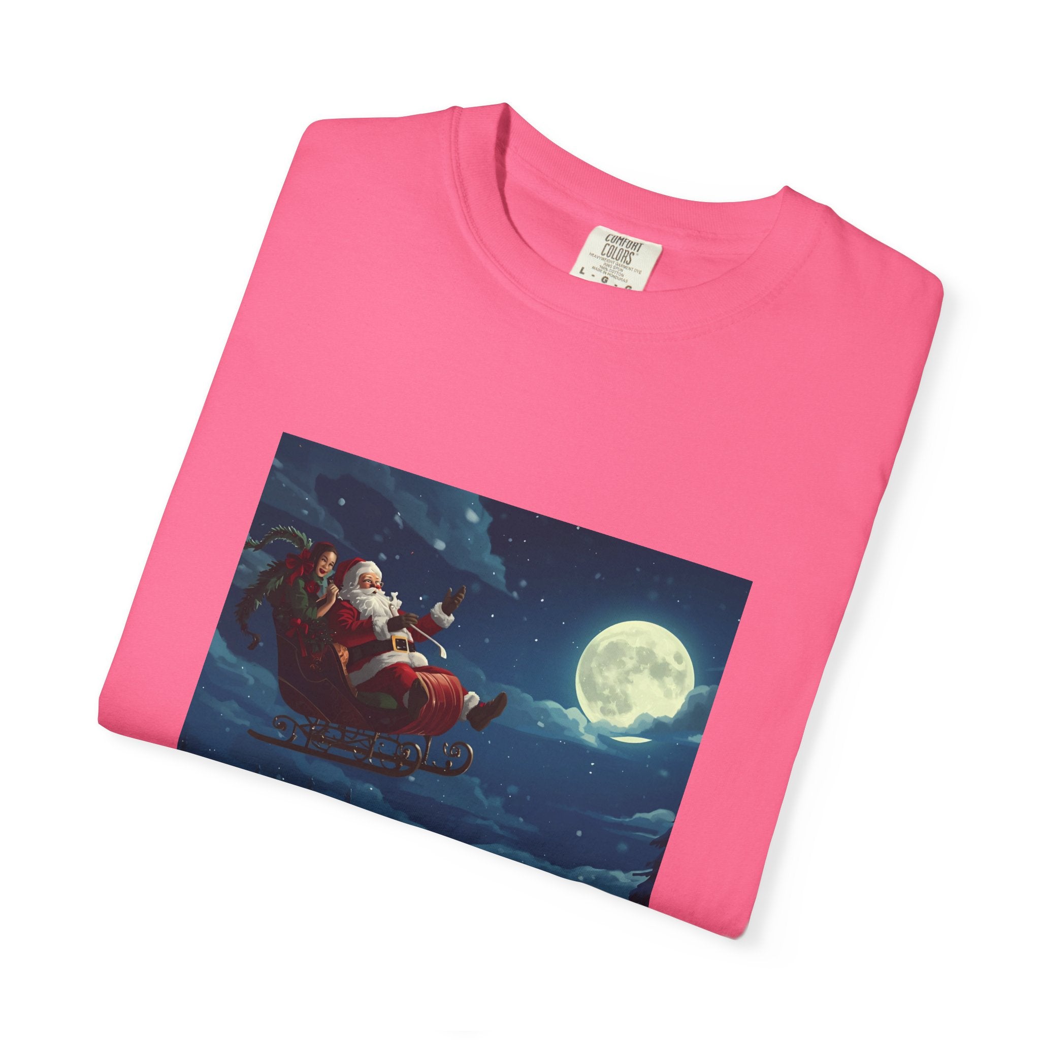 Christmas Santa Sleigh Unisex Garment-Dyed T-shirt