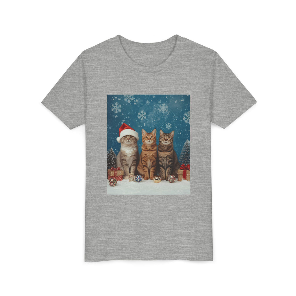 Cute Cat Festive Christmas Youth Short Sleeve Tee