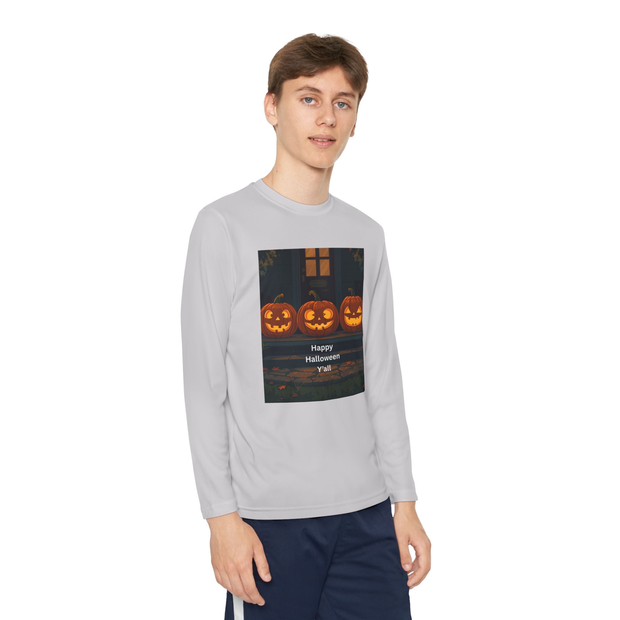 Halloween Pumpkin Youth Long Sleeve Competitor Tee