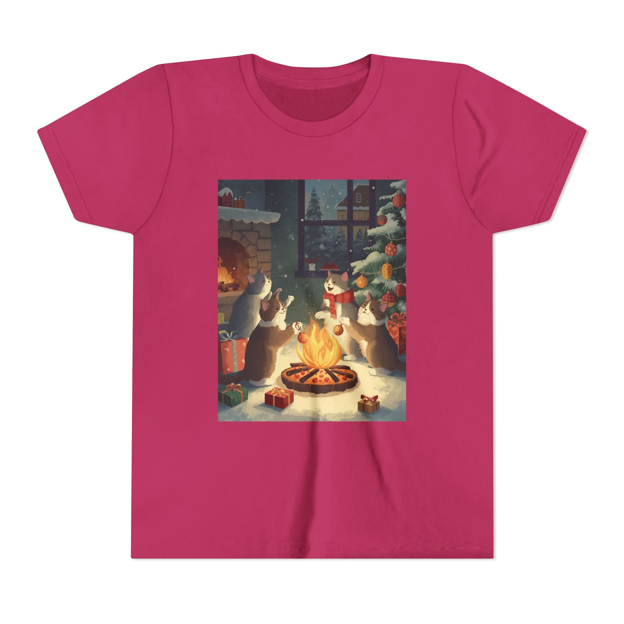 Cozy Christmas Youth Tee, Festive Graphic Short Sleeve Shirt, Holiday Charm for Kids, Cute Gift for Thanksgiving, Winter Gatherings