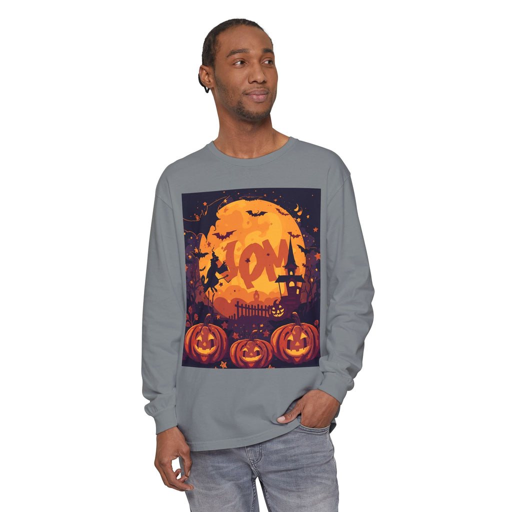 Halloween Pumpkin Long Sleeve T-Shirt, Unisex Spooky Shirt, Fall Apparel, Halloween Costume, Cozy Autumn Top, Halloween Party Wear