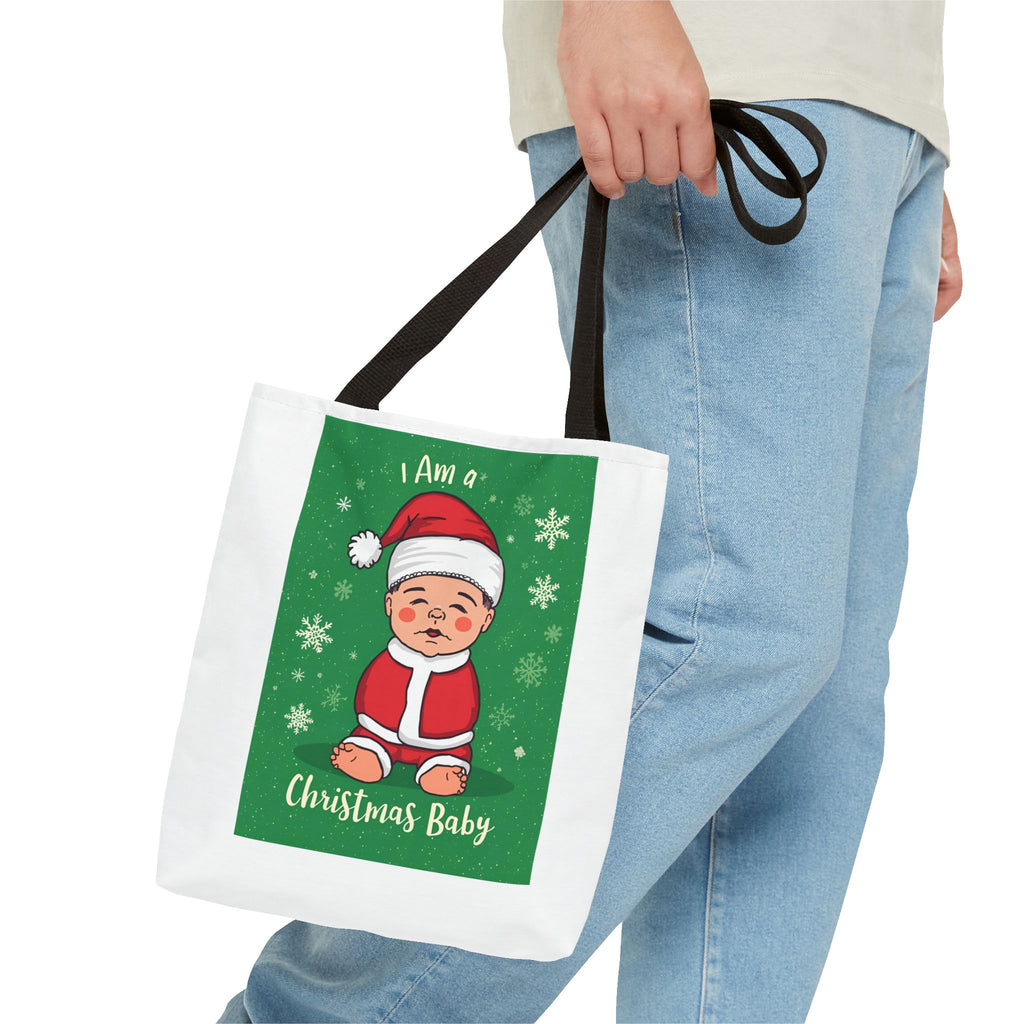 Christmas Baby Tote Bag, Holiday Gift Bag, Santa Baby Shopper, Festive Reusable Tote, Cute Christmas Tote for Kids