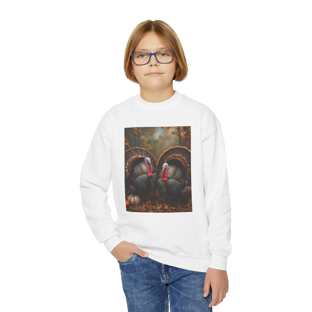 Thanksgiving Thankful Turkeys Youth Crewneck Sweatshirt, Cozy Fall Apparel, Thanksgiving Gift, Kids Sweatshirt, Autumn Fashion