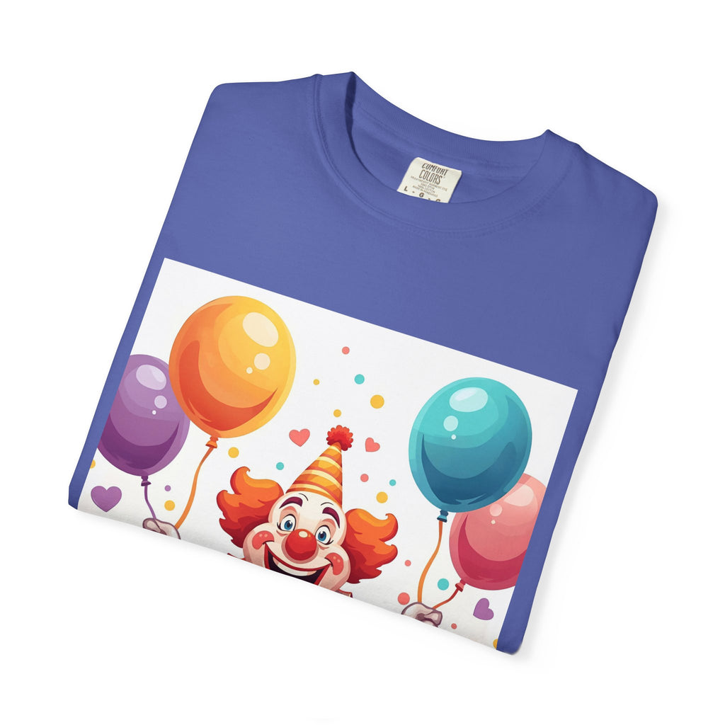 Colorful Clown Balloon T-Shirt, Fun Graphic Tee, Unisex party shirt, Circus themed apparel, Birthday gift for kids