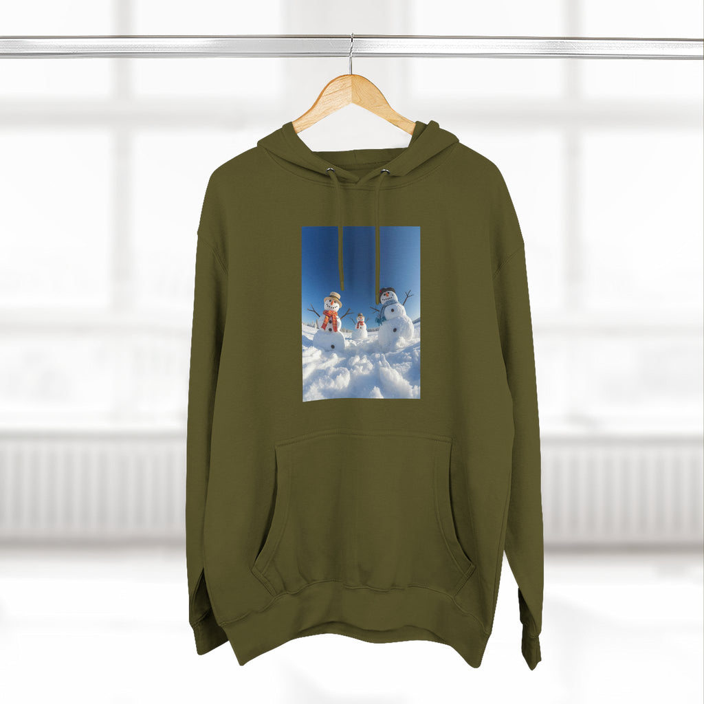 Cozy Fleece Hoodie with Fun Snowmen Design, Winter Wear, Gift for Christmas, Birthday Present, Casual Outfit, Hoodie for Snow Lovers