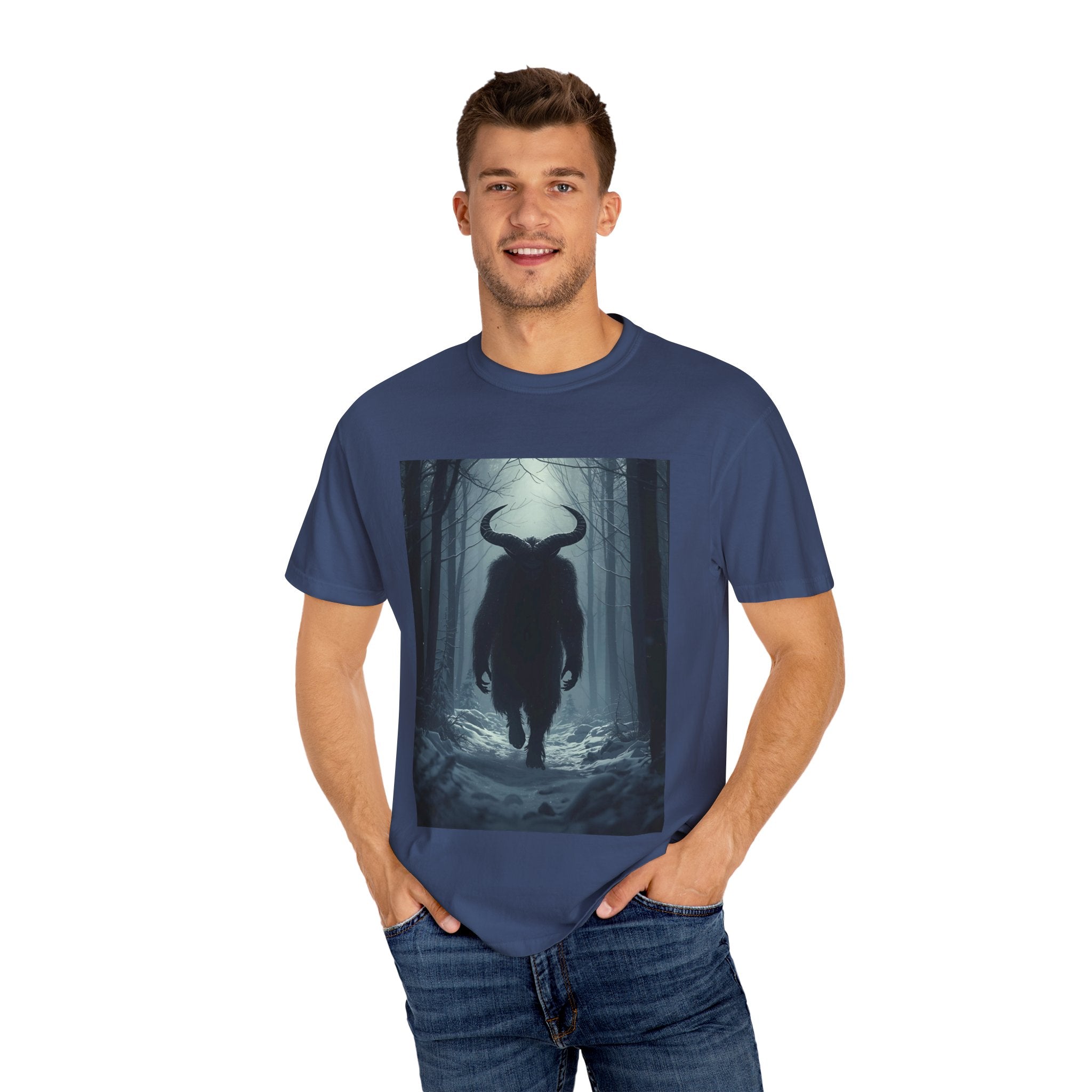 Spooky Forest Creature T-Shirt | Unisex Garment-Dyed Tee | Nature Lover Apparel, Graphic Tee, Gift for Him, Outdoor Adventure Wear