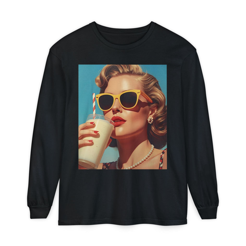 Retro Pop Art Long Sleeve T-Shirt, Vintage Graphic Tee, Fashion Top, Summer Style shirt, Gift for Art Lovers, Casual Wear