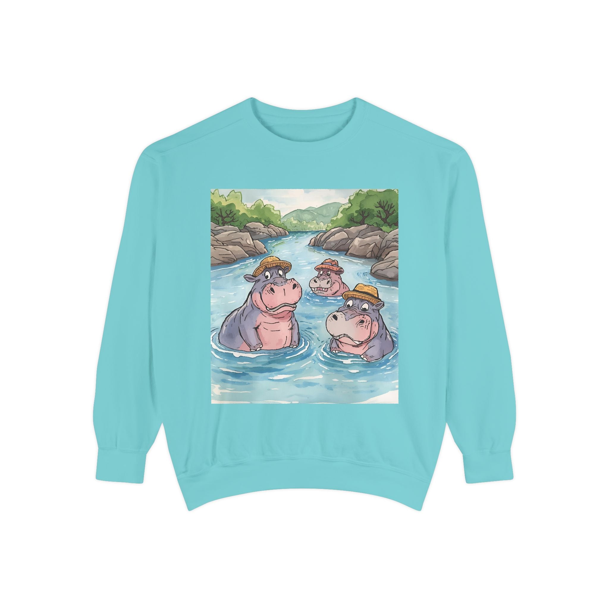 Hippo Cute Unisex Garment-Dyed Sweatshirt