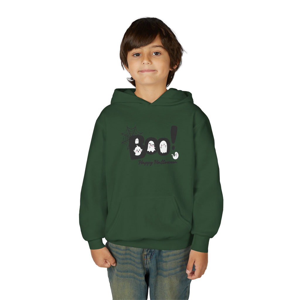 Halloween Boo! Youth Hoodie, Kids Sweatshirt, Fall Apparel, Spooky Costume, Trick or Treat Gift, October Celebration