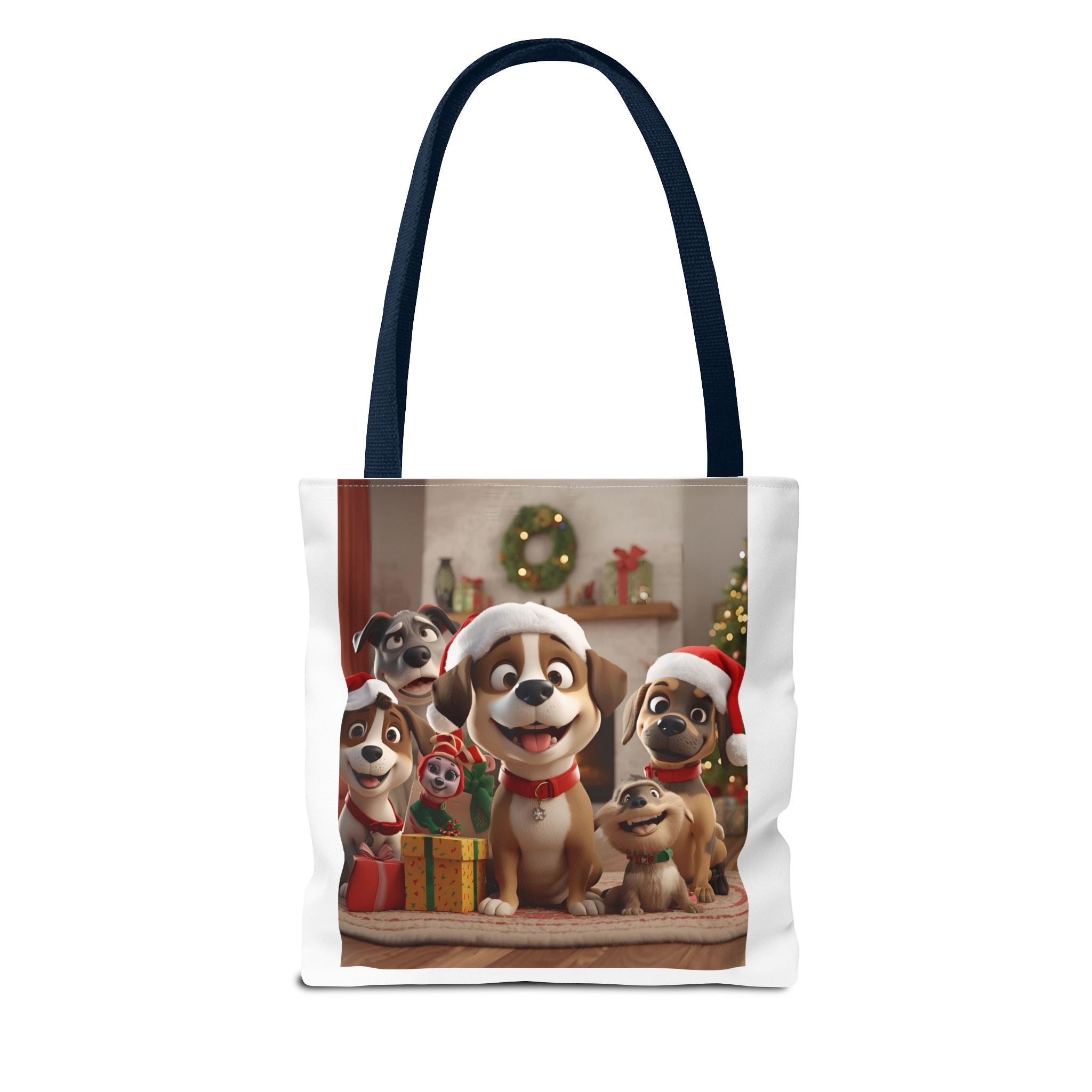 Cute Christmas Festive Dog Lovers Tote Bag, Cute Christmas Gift for Animal Lovers, Holiday Shopping, Pet Owner Accessory, Reusable Bag