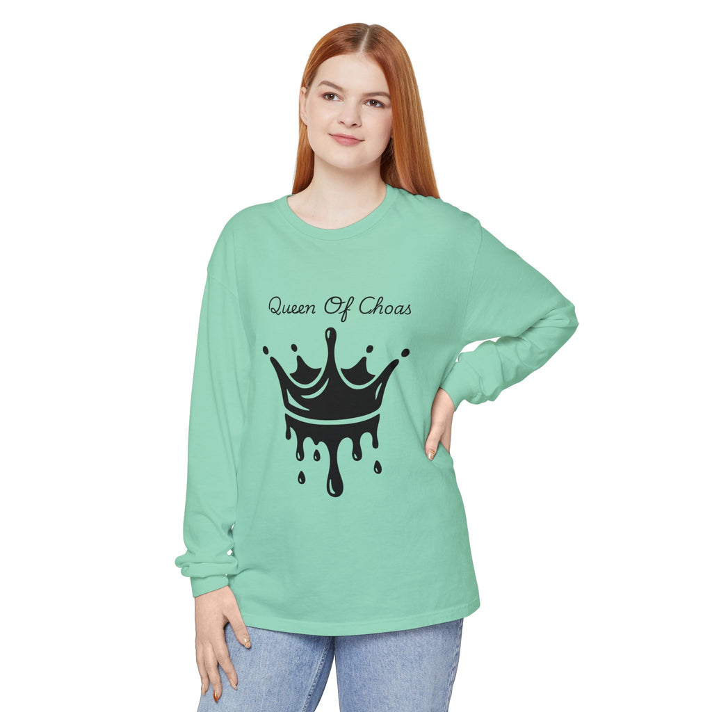 Queen of Chaos Long Sleeve T-Shirt - Stylish Unisex Apparel for Creative Souls, Casual Wear, Gift for Her, Birthday, Everyday Style