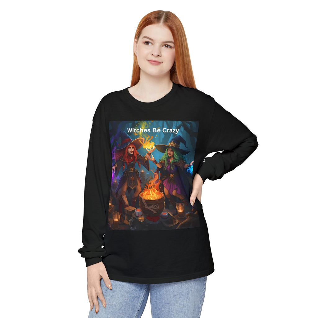 Spooky Halloween Witches Be Crazy Long Sleeve T-Shirt, Halloween Top, Witchy Apparel, Unisex Shirt, Spooky Gift, Casual Wear