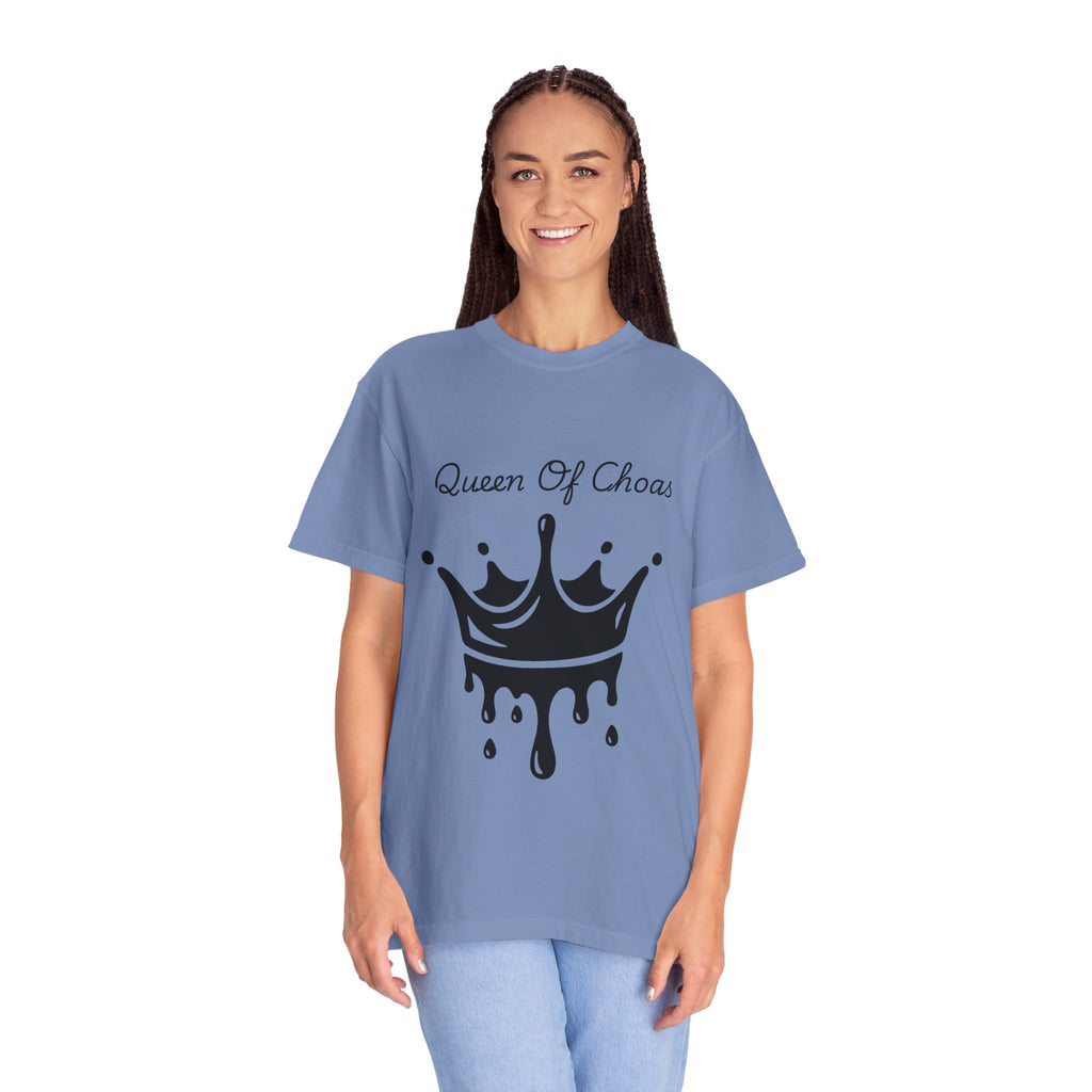 Queen of Chaos T-Shirt, Unisex Garment-Dyed Tee, Fun Casual Wear, Unique Gift Idea, Perfect for Celebrations