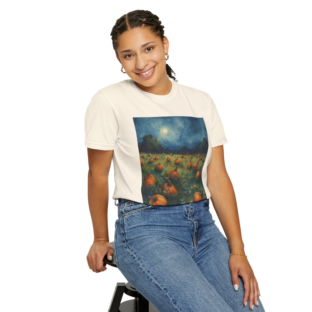 Autumn Pumpkin Field T-shirt | Unisex Fall Tee, Cozy Graphic Shirt, Halloween Gift, Harvest Fashion, Seasonal Wear, Pumpkin Lovers