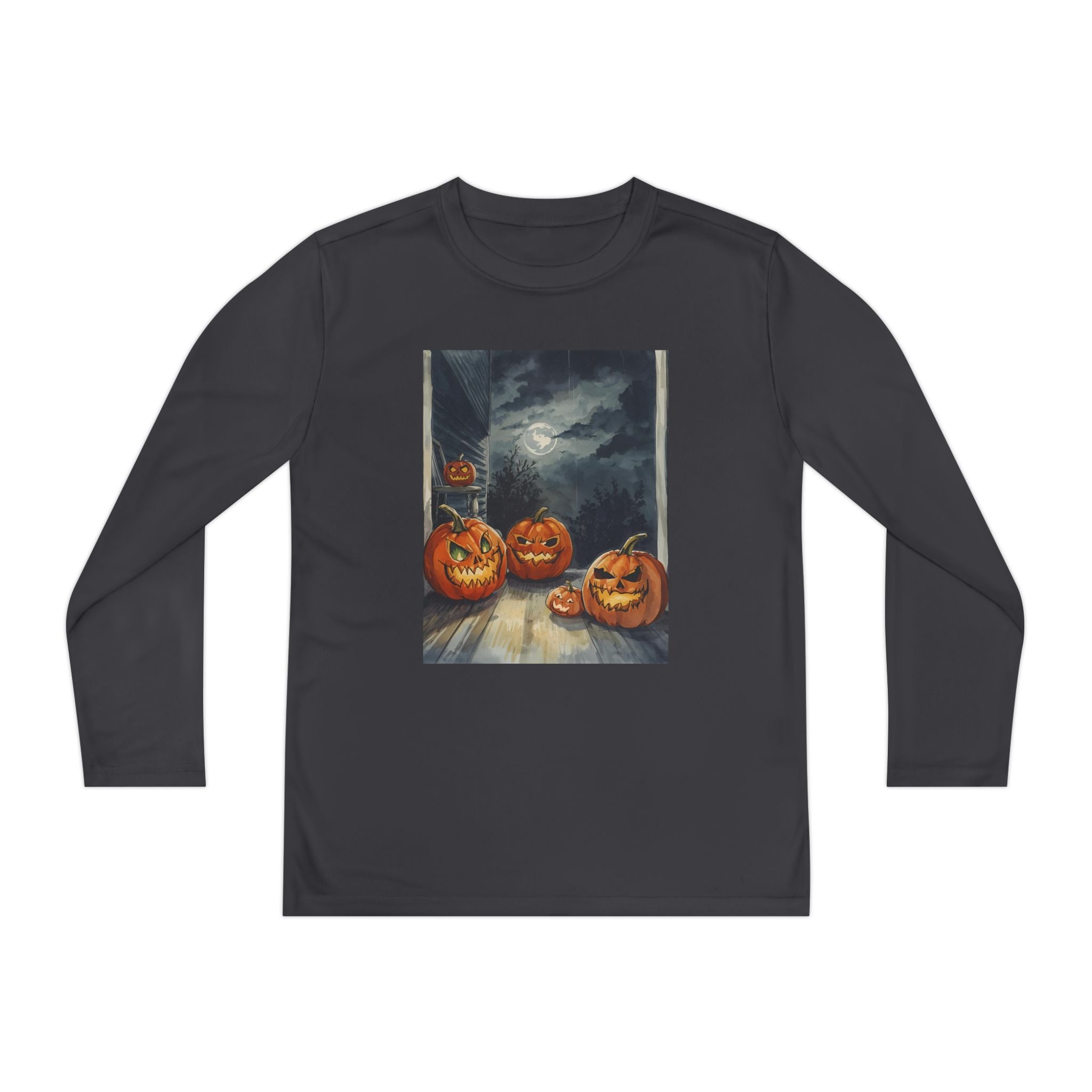 Halloween Pumpkin Spooky Youth Long Sleeve Competitor Tee