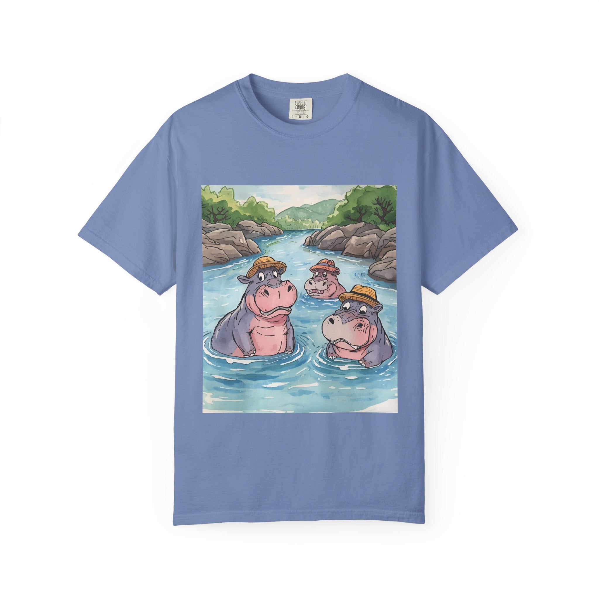 Hippo Adventure Unisex T-Shirt, Cute Animal Tee, Gift for Nature Lovers, Casual Wear, Birthday and Summer Vibe