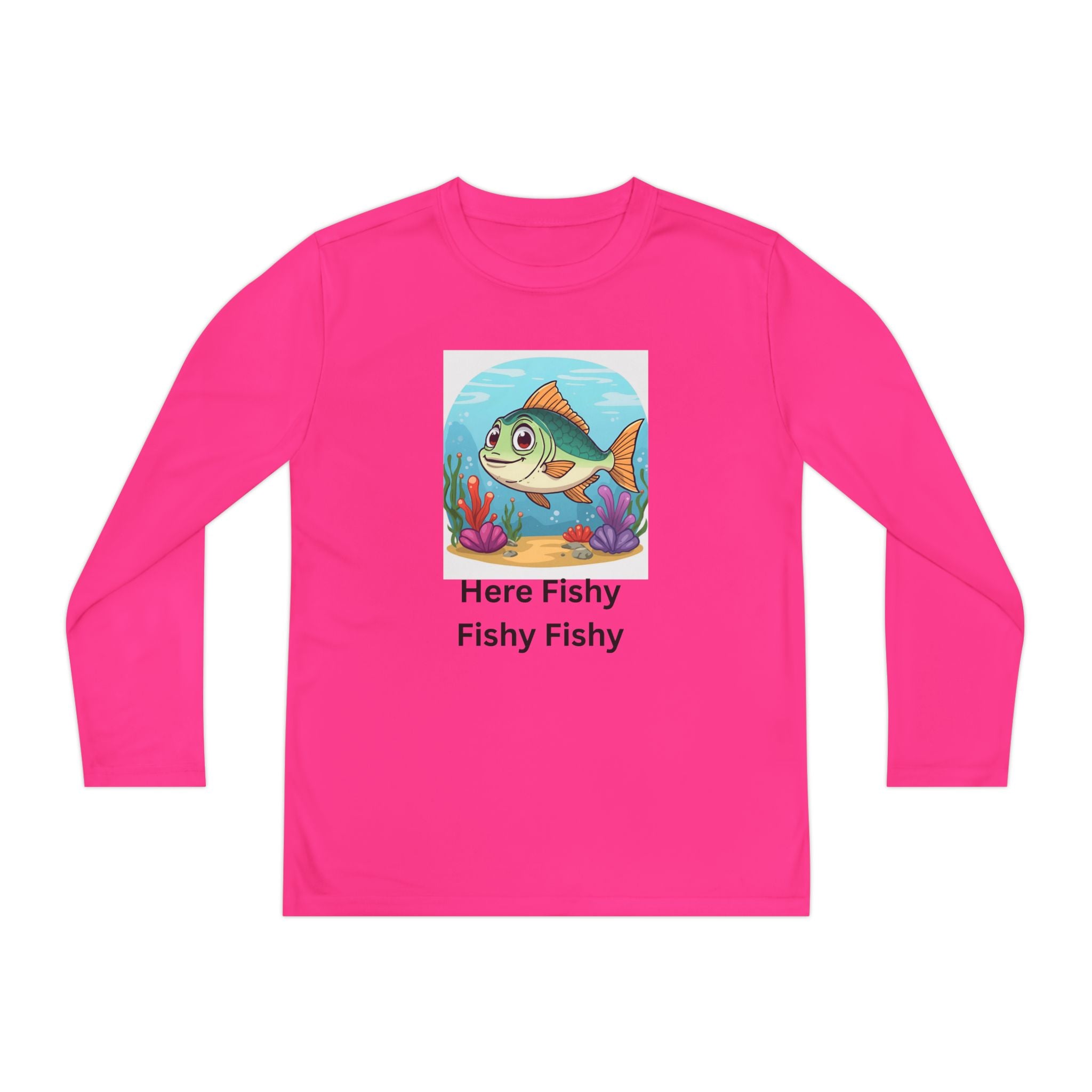 Here Fishy Fishy Fishy Youth Long Sleeve Competitor Tee