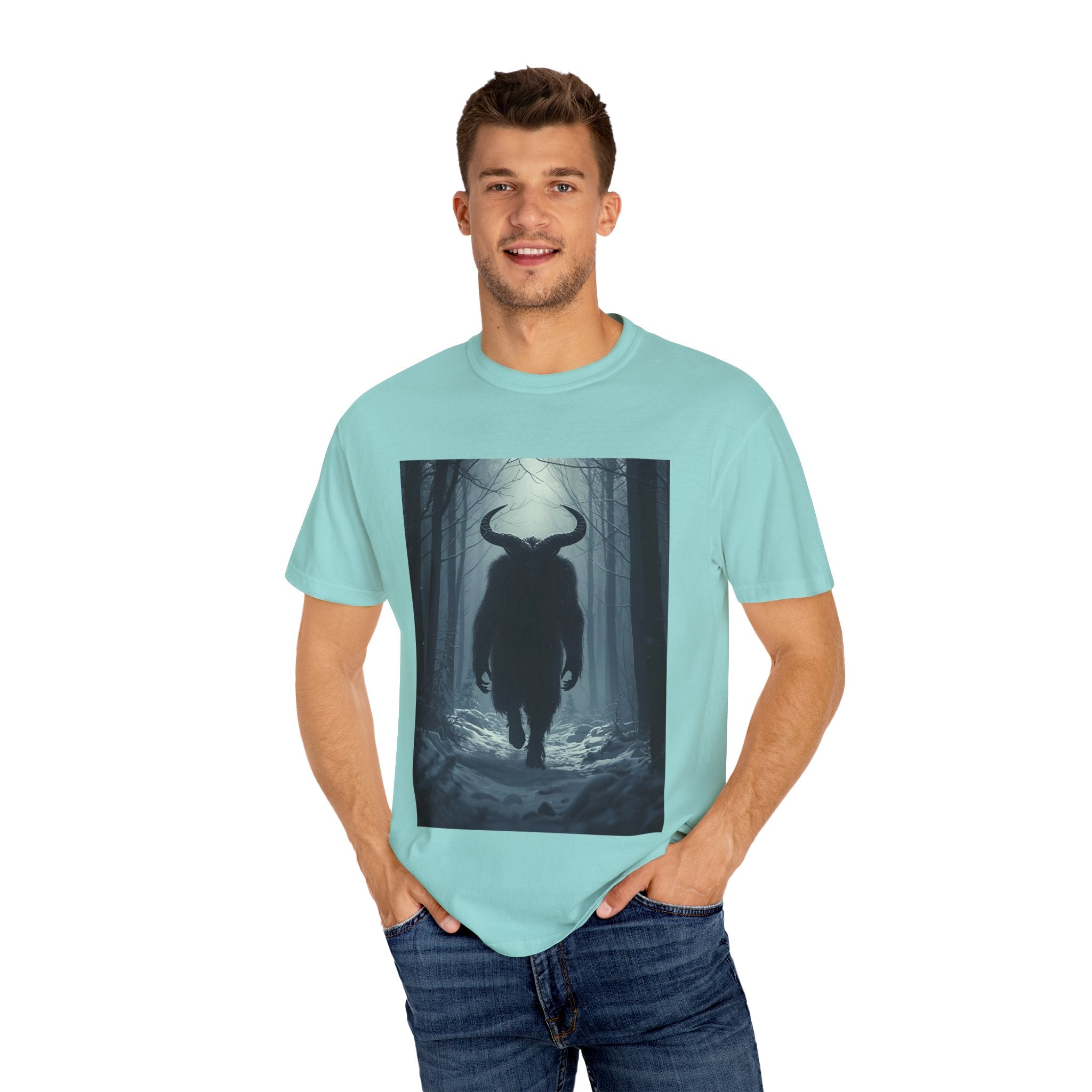 Spooky Forest Creature T-Shirt | Unisex Garment-Dyed Tee | Nature Lover Apparel, Graphic Tee, Gift for Him, Outdoor Adventure Wear