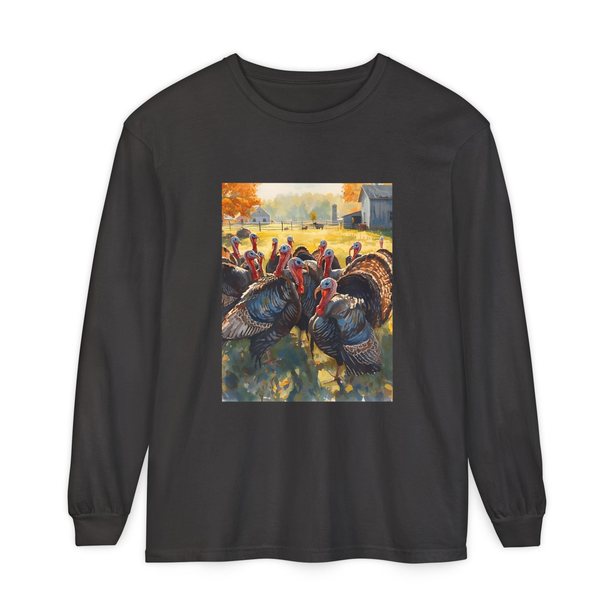 Thanksgiving Turkey Unisex Garment-dyed Long Sleeve T-Shirt
